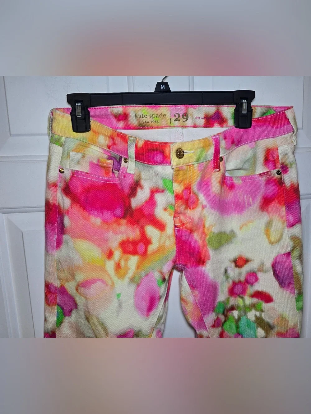 Kate Spade Broome Street Watercolor Floral Skinny Jeans Sz 29 Pants Vibrant